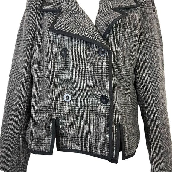 ATHENA MARIE Gray Academia Double Breast Plaid Wool Blend Jacket Suit Preppy M - Picture 2 of 14